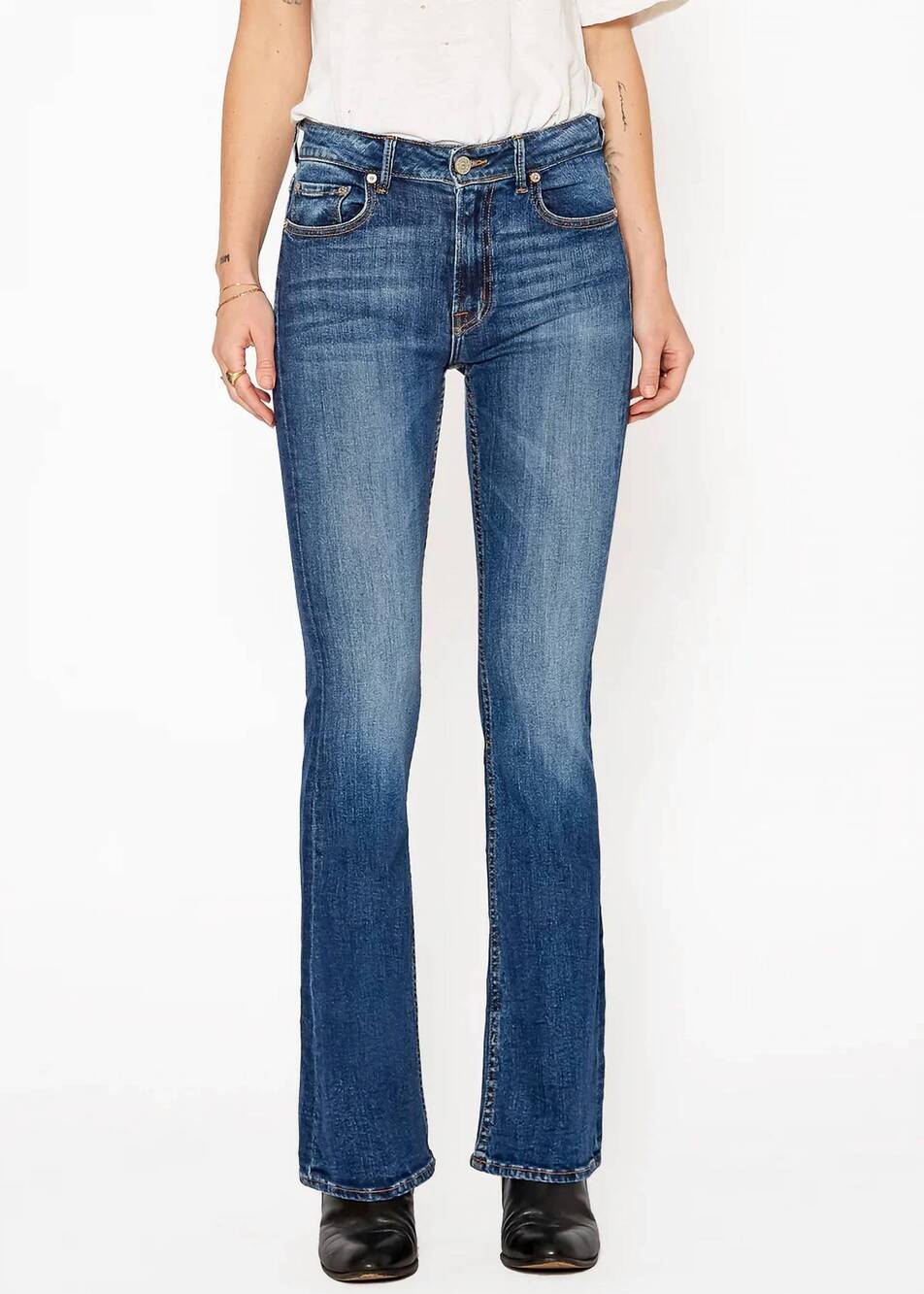 NEW NOEND grace mid rise flare jean in mystic